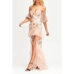 Alice McCall Sweet Little Mystery Gown Pink Tulle Embroidered Maxi Dress size 6